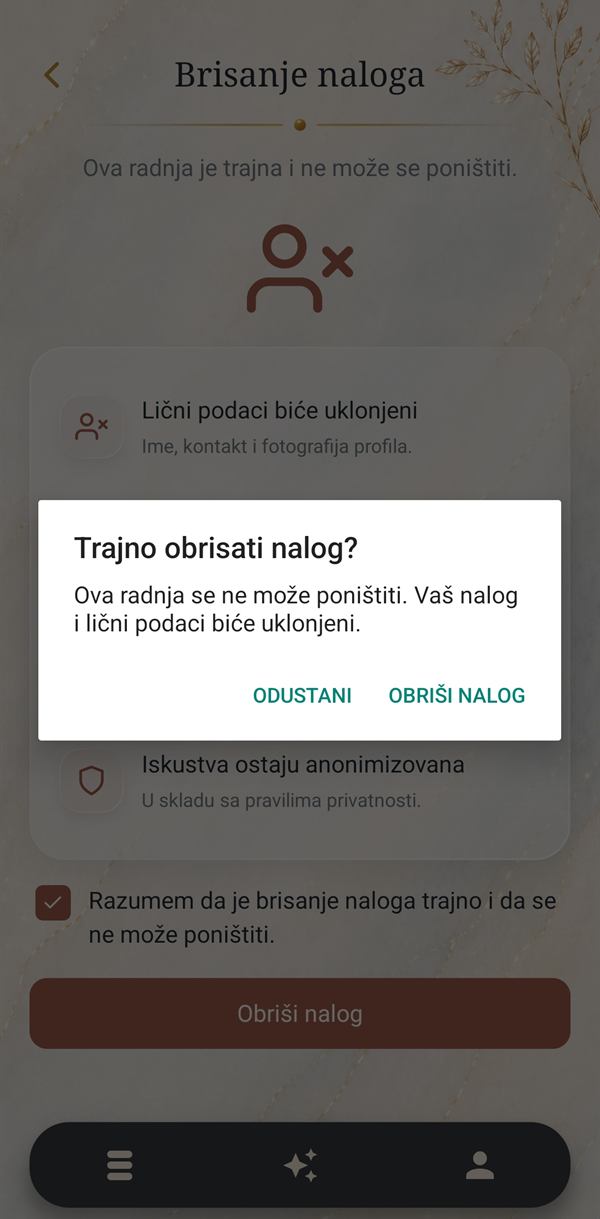 Završna potvrda brisanja