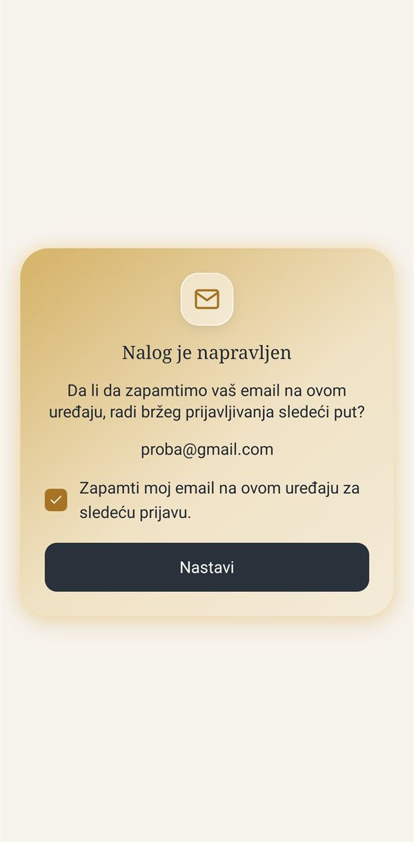 Poruka Nalog je napravljen