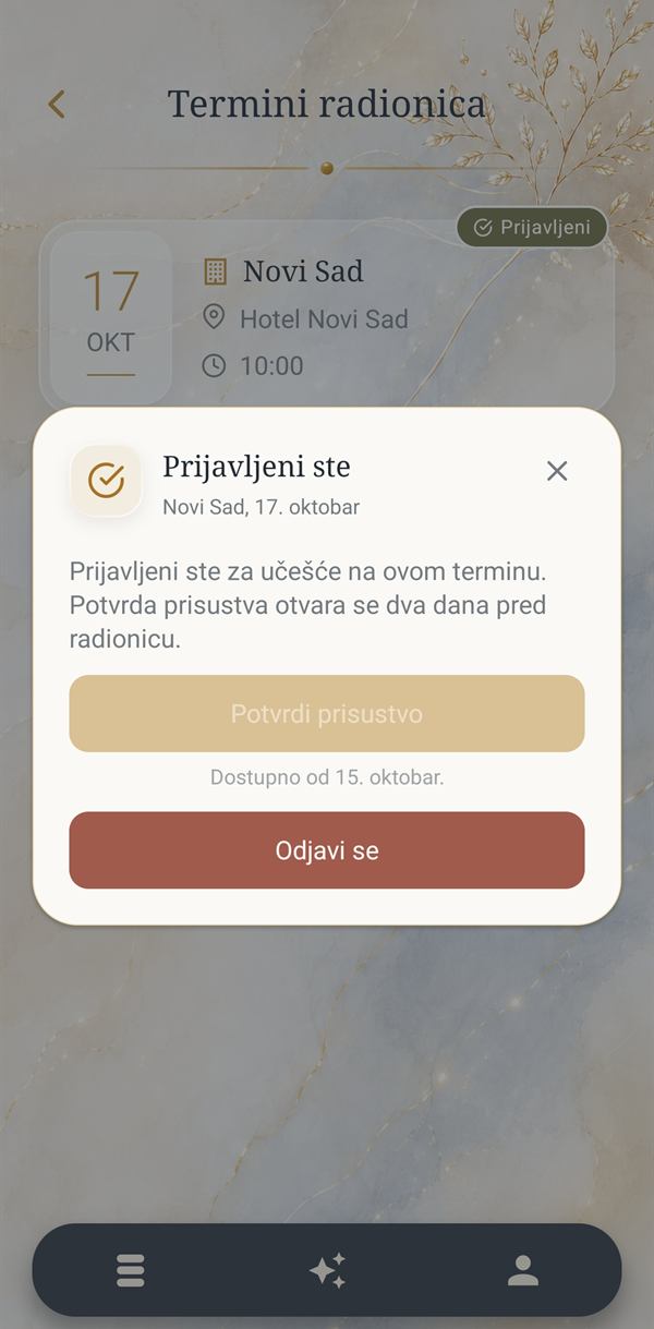 Prozor sa dugmetom Odjavi se